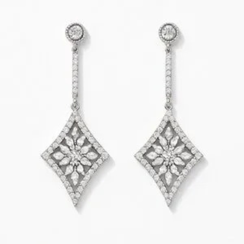 Classic Silver Crystal Drop Earrings